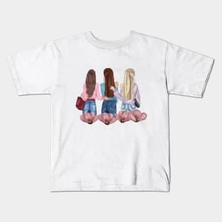 Eternal Bonds - Three Strong Women Embracing in Unity Kids T-Shirt